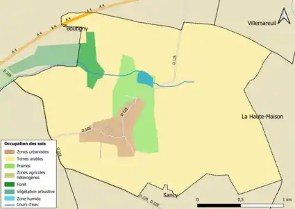 Carte des infrastructures et de l'occupation des sols en 2018 (CLC) de la commune.