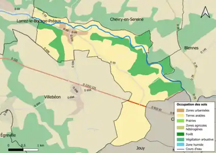 Carte des infrastructures et de l'occupation des sols en 2018 (CLC) de la commune.