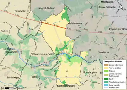 Carte des infrastructures et de l'occupation des sols en 2018 (CLC) de la commune.