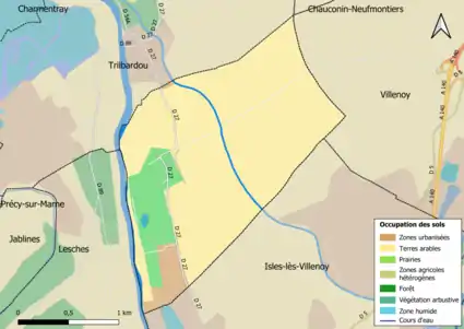 Carte des infrastructures et de l'occupation des sols en 2018 (CLC) de la commune.