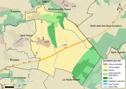 Carte des infrastructures et de l'occupation des sols en 2018 (CLC) de la commune.