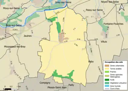 Carte des infrastructures et de l'occupation des sols en 2018 (CLC) de la commune.