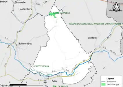 Carte des ZNIEFF de type 1 de la commune.