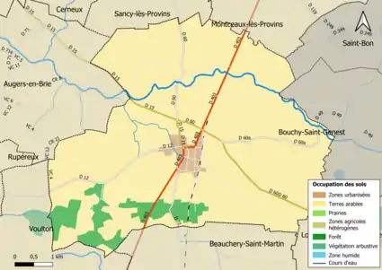 Carte des infrastructures et de l'occupation des sols en 2018 (CLC) de la commune.