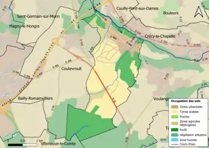 Carte des infrastructures et de l'occupation des sols en 2018 (CLC) de la commune.