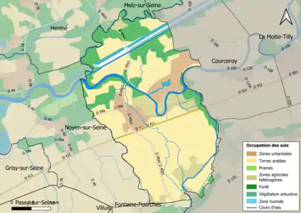 Carte des infrastructures et de l'occupation des sols en 2018 (CLC) de la commune.