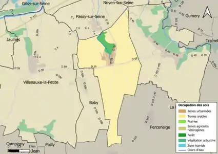 Carte des infrastructures et de l'occupation des sols en 2018 (CLC) de la commune.