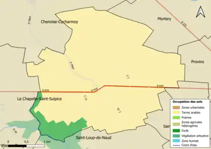 Carte des infrastructures et de l'occupation des sols en 2018 (CLC) de la commune.