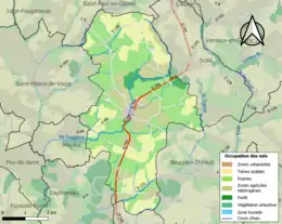 Carte en couleurs présentant l'occupation des sols.