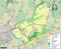 Carte en couleurs présentant l'occupation des sols.