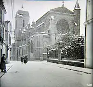 L'église Notre-Dame de Marmande sous la neige en décembre 1920.