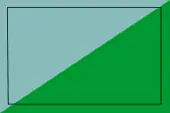 Rectangle divisé en diagonal du coin inférieur gauche au coin supérieur droit avec la moitié gauche en gris et la moitié droite en vert