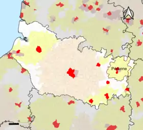 Localisation de l'aire d'attraction de Péronne dans le département de la Somme.