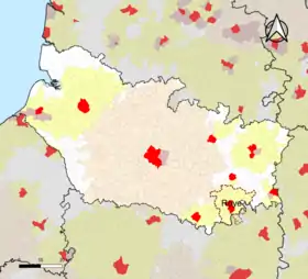 Localisation de l'aire d'attraction de Roye dans le département de la Somme.