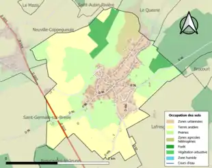 Carte en couleurs présentant l'occupation des sols