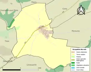 Carte en couleurs présentant l'occupation des sols.