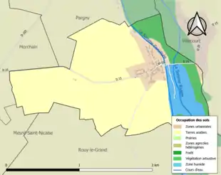 Carte en couleurs présentant l'occupation des sols.