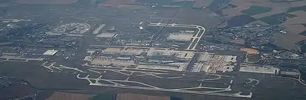Vue aérienne de l'aéroport Paris-Charles-de-Gaulle.