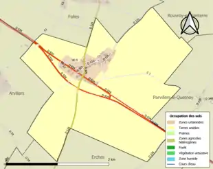 Carte en couleurs présentant l'occupation des sols.