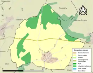 Carte en couleurs présentant l'occupation des sols.