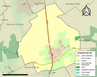 Carte en couleurs présentant l'occupation des sols.