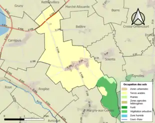 Carte en couleurs présentant l'occupation des sols.