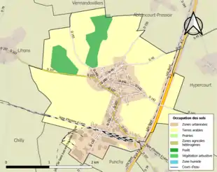 Carte en couleurs présentant l'occupation des sols.