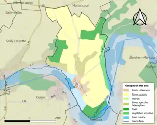 Carte en couleurs présentant l'occupation des sols.