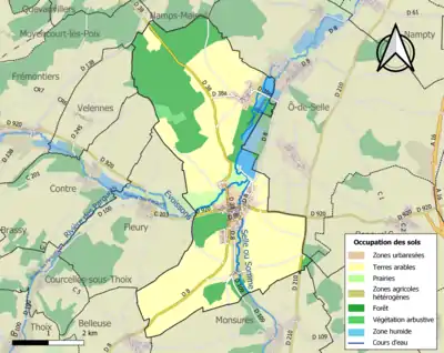 Carte en couleurs présentant l'occupation des sols.