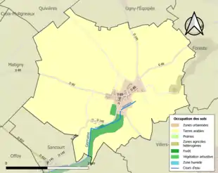 Carte en couleurs présentant l'occupation des sols.