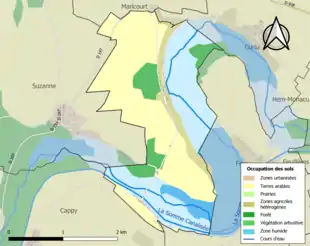 Carte en couleurs présentant l'occupation des sols.