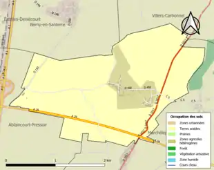 Carte en couleurs présentant l'occupation des sols.