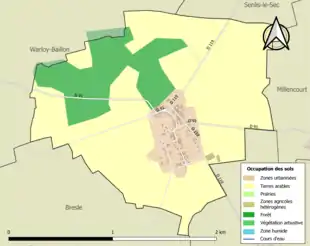 Carte en couleurs présentant l'occupation des sols.