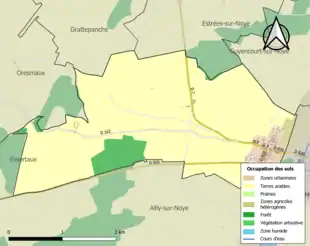 Carte en couleurs présentant l'occupation des sols.