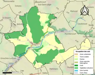 Carte en couleurs présentant l'occupation des sols.