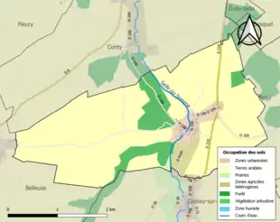 Carte en couleurs présentant l'occupation des sols.