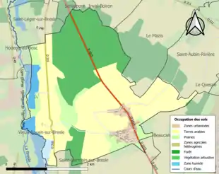 Carte en couleurs présentant l'occupation des sols.