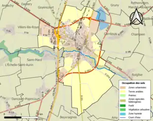 Carte en couleurs présentant l'occupation des sols.