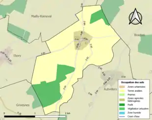 Carte en couleurs présentant l'occupation des sols.