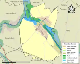 Carte en couleurs présentant l'occupation des sols.