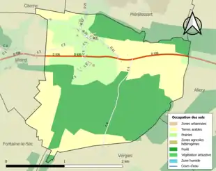 Carte en couleurs présentant l'occupation des sols.