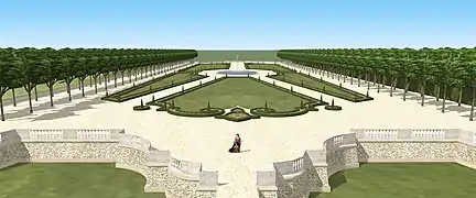 Restitution du grand parterre d'Heilly, XVIIIe siècle.