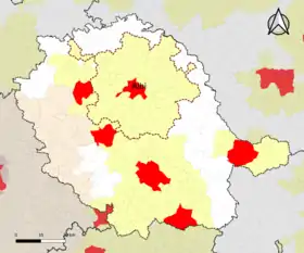 Localisation de l'aire d'attraction d'Albi dans le département du Tarn.