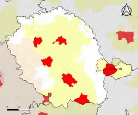 Localisation de l'aire d'attraction de Lacaune dans le département du Tarn.