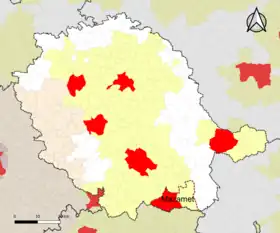 Localisation de l'aire d'attraction de Mazamet dans le département du Tarn.