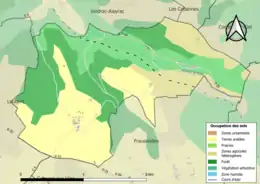 Carte en couleurs présentant l'occupation des sols.