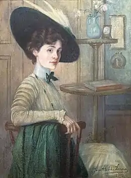 Jane Atché, Autoportrait au chapeau vert (1909).