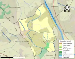 Carte en couleurs présentant l'occupation des sols.