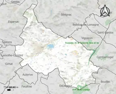 Carte des ZNIEFF de type 1 sur la commune.