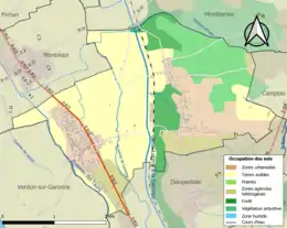 Carte en couleurs présentant l'occupation des sols.